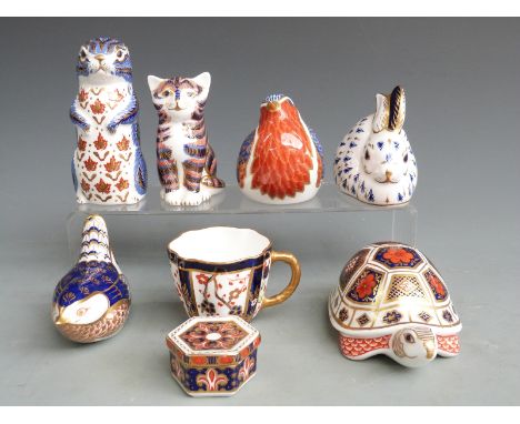 A group of Royal Crown Derby ceramics to include Imari paperweights, cup and trinket dish&nbsp;