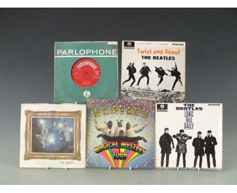 The Beatles - 19 1960s issue singles plus two EPS, a Fan Club flexi (no sleeve) and MM Tour, most in company sleeves