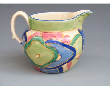 Clarice Cliff for Wilkinson Pottery Bizarre jug in the Fantastque pattern, H9cm