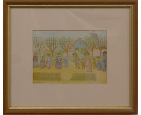 Five Louis Wain prints of cats, largest 20 x 15cm