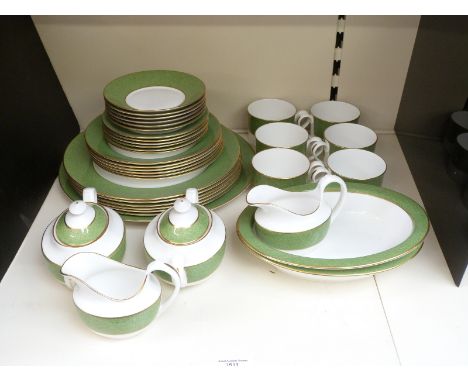 Spode dinner and teaware in Sutton Green pattern, mostly six place settings 37 pieces in total