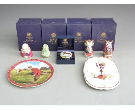 Four boxed Royal Worcester candle snuffers including three limited edition, comprising Heraldic Dragon, Crocodile, Heraldic R