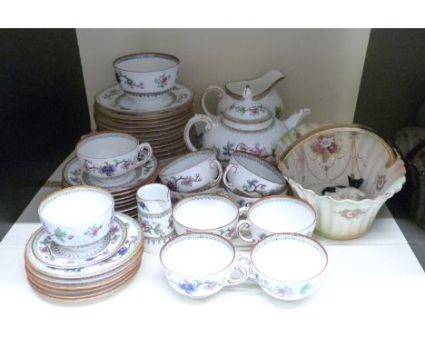 Crown Devon Banff basket together with a large Coalport teaset hand painted in Flower Pot pattern (No. 6071B) including teapo