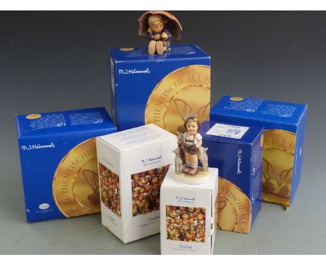 Seven Goebel Hummel figures including umbrella figure, some boxed