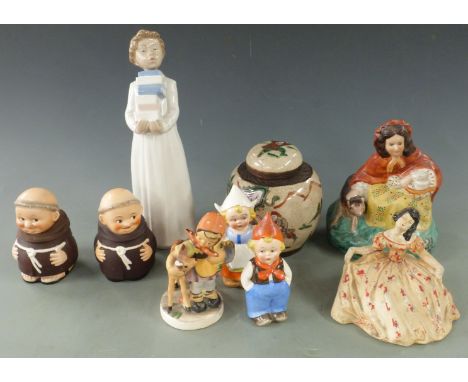 Chinese crackle glazed ginger jar and figure, Nao, Goebel Hummel, Wade cellulose and Staffordshire figures