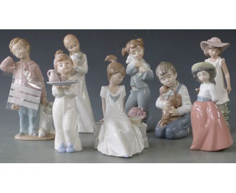 Eight Nao child figures, tallest 18cm