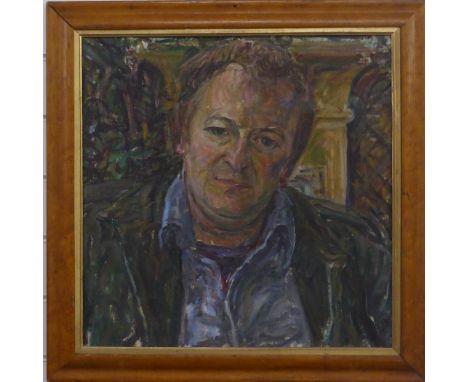 Impressionist oil on board portrait of a man, 50 x 50cm, titled verso John Vere Brown&nbsp;