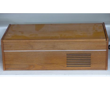 Retro record player with BSR deck, in oak effect case with tapered legs&nbsp;
