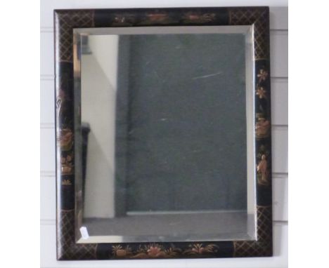 A chinoiserie decorated bevelled glass mirror, 53 x 45cm&nbsp;