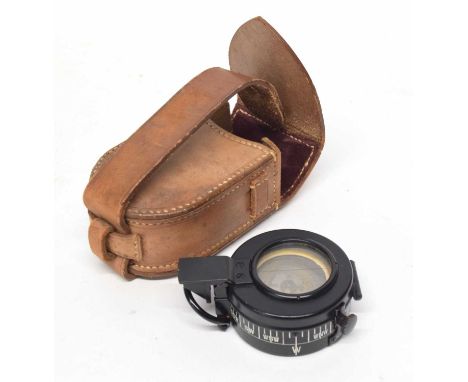20th century prismatic compass with leather pouch, possibly military, manufactured by Cooke, Thoughton &amp; Simms Ltd, Londo