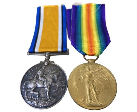 WWI British medal pair - war medal, victory medal to M-288917 PTE BG Jackson ASC