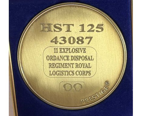 A commemorative gold award medallion to HST 43087 11 Explosive Ordnance Disposal Regiment, Royal Logistics Corps OO