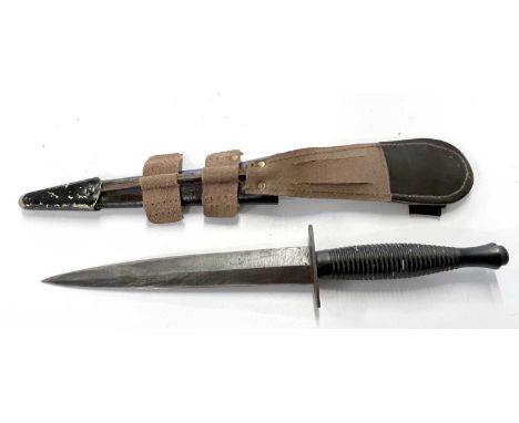 Reproduction Fairburn &amp; Sykes commando fighting knife stamped William Rogers, Sheffield, England to hand guard, no other 