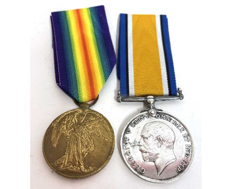Great War Royal Welsh Fusiliers Medal Pair, comprising British War Medal and Victory Medal, named to 58474 PTE R HALLWORTH RW