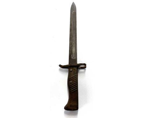 First World War Imperial German bayonet lacking scabbard, Prussian Crown markings to spine on blade (a/f), approx length 43cm