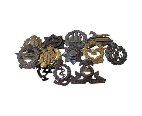Quantity of 12 British and Commonwealth WWI/WWII cap badges to include Royal Flying Corps, V Force, 2 x South African Airforc