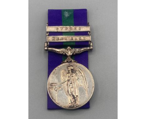 General Service Medal with Cyprus and Near East clasps to 23472360 Pte. R. Poole, Argyll &amp; Sutherland Highlanders 