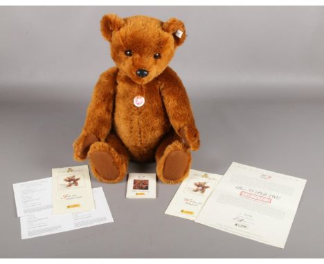 A boxed Steiff 55PB Limited Edition teddy bear, 1902 Replica, 55cm, Number 02390/7000 worldwide. White tag, in the ear, 40400