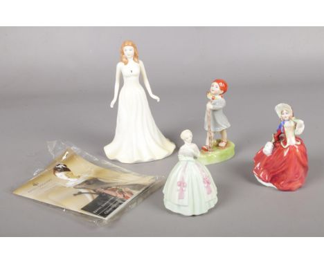 Four ceramic figurines. Royal Doulton - The Gemstones collection June - Autumn Breezes HN 2176, Royal Worcester days of the w