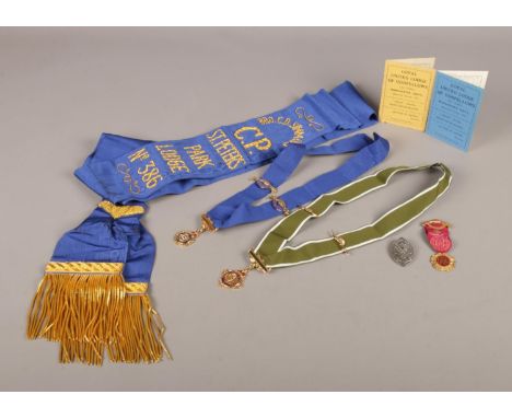 Royal Order Of Antediluvian Buffaloes: To include a sash of St Peters Park Lodge, a Grand Lodge of England badge and ribbon, 