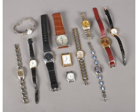 A tin of ladies wristwatches. Including Timex, Provita, etc.  
