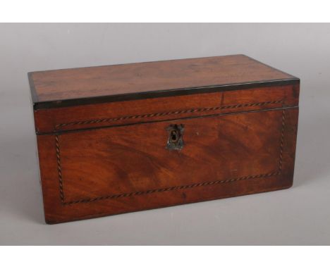 A Victorian mahogany tea caddy. (24cm width 11.5cm height)  