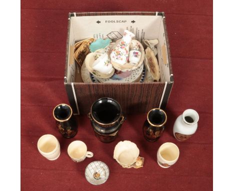 A box of assorted ceramics. Includes Royal Worcester, Carltonware, Hornsea etc.  