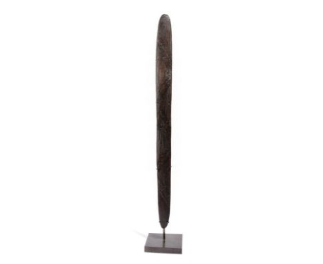 An Aborigine message stick Australia with fine feather-like engraving to one side and textured to the other, 19th century, 61