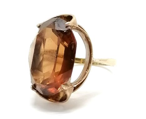 9ct hallmarked gold dress ring - size L &amp; 7g total weight ~ setting is a/f with old repair 
