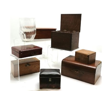 Collection of antique &amp; vintage boxes inc small tortoiseshell tea caddy (missing 1 foot) ~ all a/f t/w 2 x antique tea ca