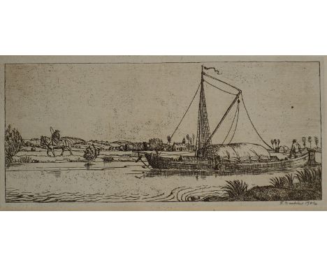 BOEHLE, Fritz (*1873 Emmendingen +1916 Frankfurt/ M.),Radierung, treidelnder Binnenschiffer, unten signiert und datiert 1906,