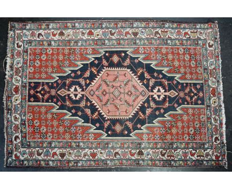 BRÜCKE, Gashgay, antik,ca. 197 x 134 cm = 2,64 m², Flor und Fransen abgelaufen, beschädigt