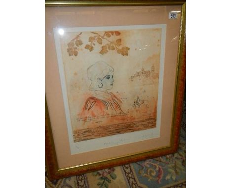A framed and glazed signed portrait.&nbsp;&nbsp;&nbsp;COLLECT ONLY.