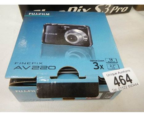 A boxed Fuji Film Fine Pix Av220 camera.