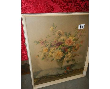 A Vernon ward floral framed and glazed print. 'Midsummer Glory'. 48 x 40cm