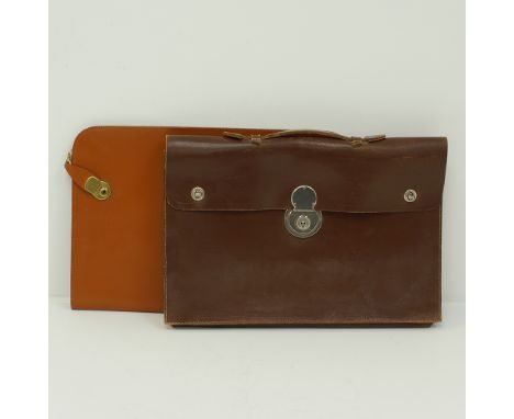 Two vintage leather briefcases measuring 30x40cm (2)Provenance: Chris Phylactou Collection.
