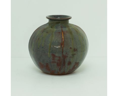 A flambe ceramic globular vase H26cm, W26cm signed to the base "Youli, Nov. 81", probably work by the late Youli Phylaktou.Pr