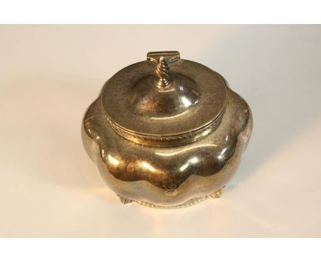 A late Victorian hallmarked silver crested tea caddy and cover, Birmingham 1900, 277g gross weight. H.11 W.12 D.11cm. 