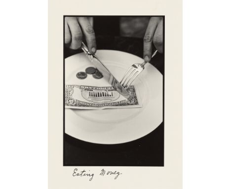 (See English version below)Duane Michals (McKeesport, Pennsylvania 1932 – lebt in New York). „Eating Money“, Sequenz. Um 1980