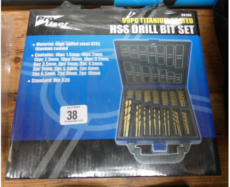 New 99 piece titanium coated HSS drill bit set