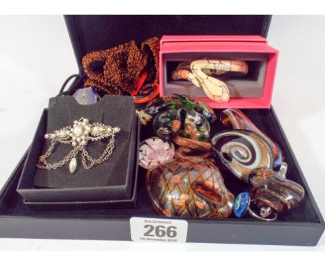 Italian glass pendants, snake design bangle and other jewellery 