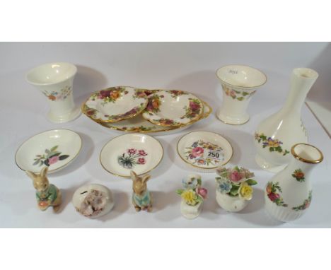 Royal Albert Country Roses dishes, vases, Worcester and other pin trays and china 