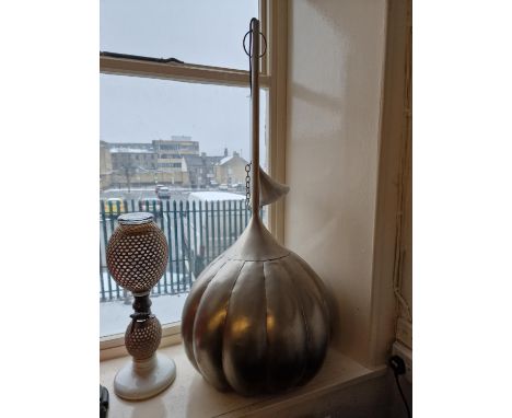 Large Metallic Tulip-Formed Vintage Ceiling Light, approx 110cm high