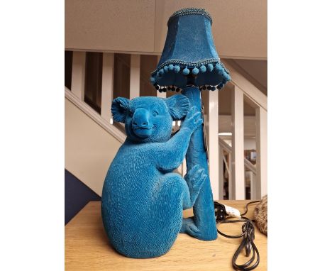 Unusual Blue Felt Australian Koala Bear Lamp