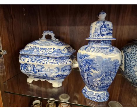 Large Spode Italian Blue and White Tureen plus a Masons B&amp;W Ginger Jar