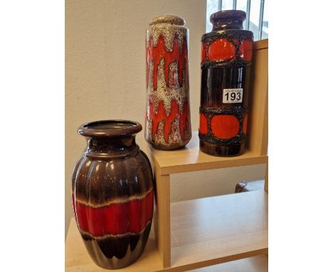Trio of West Germany Vintage Studio Pottery Vases