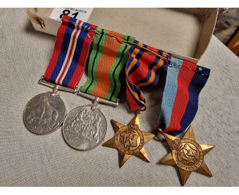 Quartet of WWII Militaria Army Service Medals inc Burma Star