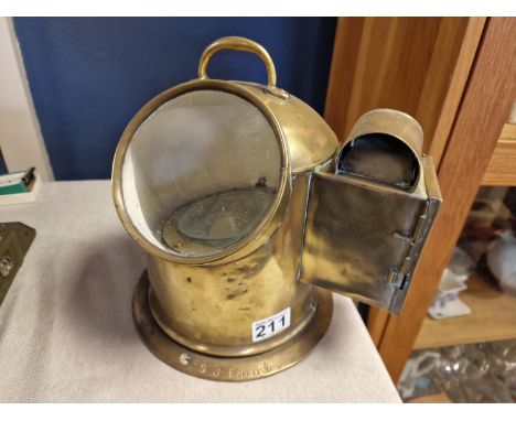 SJ Eddie Antique Brass Glass-Fronted Ship's Compass - Maritime Nautical, 26cm high