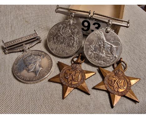 Set of Five WWII Army Service Medals inc a 1945-48 Palestine Medal - Lieutenant Sergant C Rodgers 14645056
