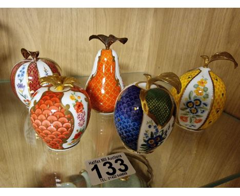 5 Piece Connoisseur Collection Royal Worcester Set of Fruit Candle Snuffers